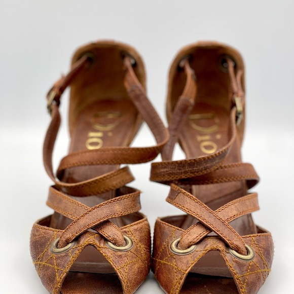 DIOR | Brown Quilted Leather D'Orsay Stiletto Pumps | IT 36.5 (US 6.5) - Picture 5 of 16
